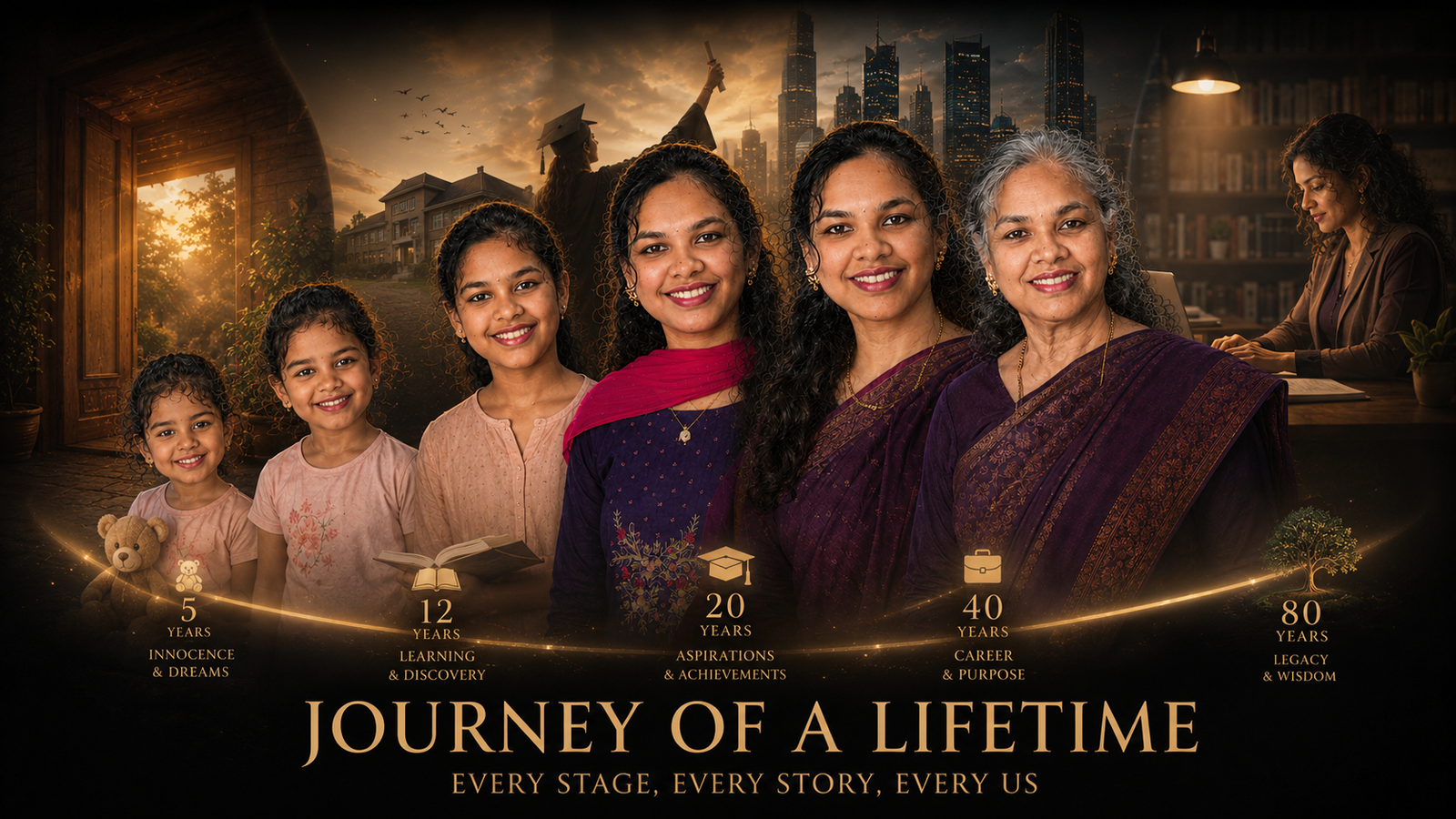 How Gemini AI Creates Cinematic Life Journey Portraits From Childhood to Old Age